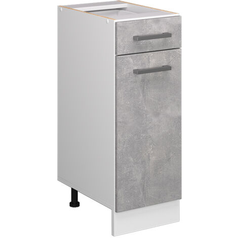 Meuble bas universel R-Line, Béton, 30 cm avec tiroir, sans plan de travail, Vicco