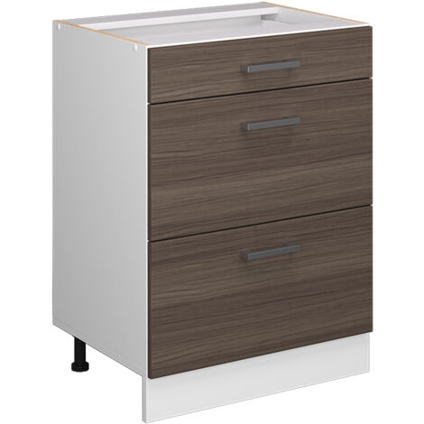 Meuble bas universel R-Line, Gris, 60 cm avec tiroirs, sans plan de travail, Vicco