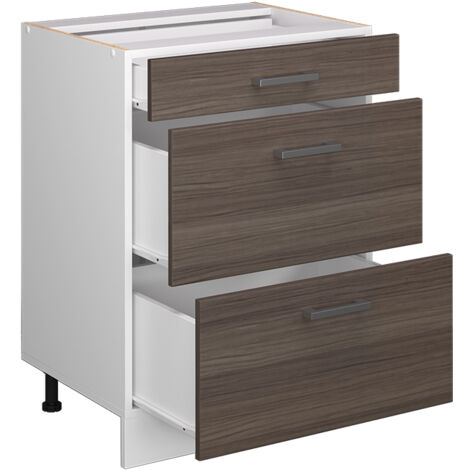 Meuble bas universel R-Line, Gris, 60 cm avec tiroirs, sans plan de travail, Vicco