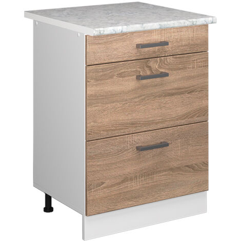 Meuble bas universel R-Line, Sonoma, 60 cm avec tiroirs, Vicco (1/5)