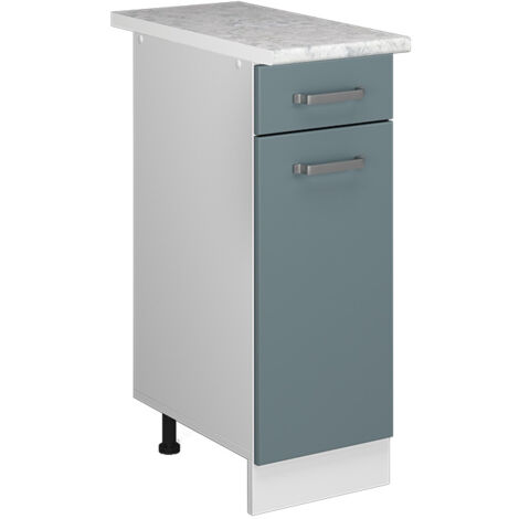 Meuble bas universel R-Line, Bleu-gris, 30 cm avec tiroir, avec plan de travail, Vicco