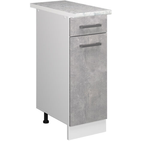 Meuble bas universel R-Line, Béton, 30 cm avec tiroir, avec plan de travail, Vicco