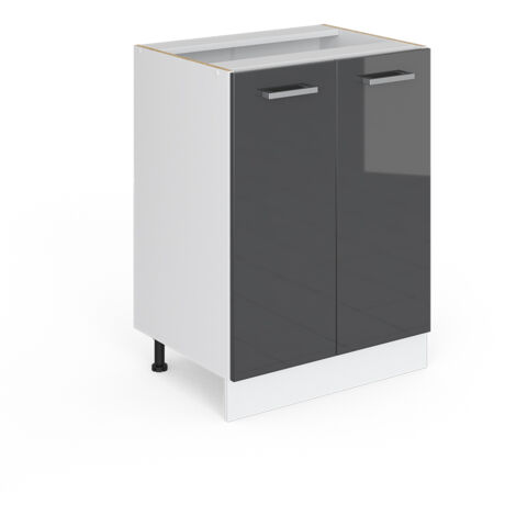 Meuble bas universel R-Line, Anthracite Haute brillance, 60 cm avec portes, sans plan de travail, Vicco