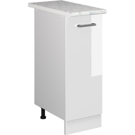 Meuble bas universel R-Line, Blanc Haute brillance, 30 cm avec porte, avec plan de travail, Vicco (1/5)