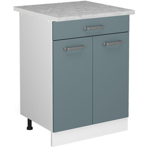 Meuble bas universel R-Line, Bleu-gris, 60 cm avec tiroirs, Vicco (1/5)