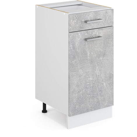 Meuble bas universel R-Line, Béton, 40 cm avec tiroir, sans plan de travail, Vicco