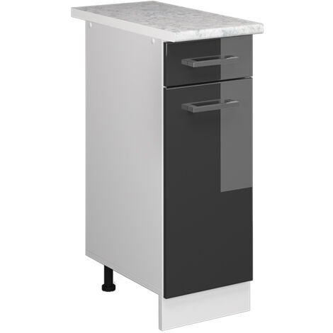 Meuble bas universel R-Line, Anthracite Haute brillance, 30 cm avec tiroir, avec plan de travail, Vicco (1/5)