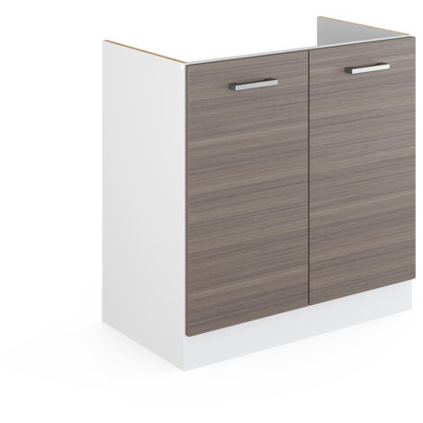 Meuble bas pour l'évier R-Line, Gris, 80cm avec portes, sans PT, Vicco
