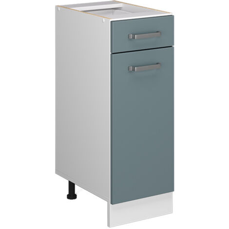 Meuble bas universel R-Line, Bleu-gris, 30 cm avec tiroir, sans plan de travail, Vicco