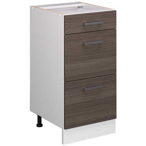 Meuble bas universel R-Line, Gris, 40 cm avec tiroirs, sans plan de travail, Vicco