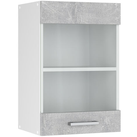 Armoire suspendue universelle R-Line, Béton, 40 cm avec porte vitrée, Vicco (1/5)