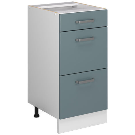 Meuble bas universel R-Line, Bleu-gris, 40 cm avec tiroirs, sans plan de travail, Vicco