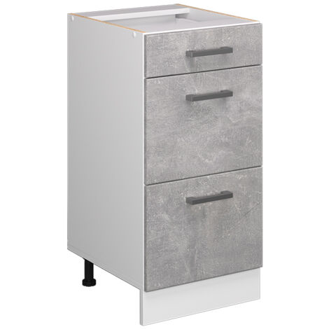 Meuble bas universel R-Line, Béton, 40 cm avec tiroirs, sans plan de travail, Vicco
