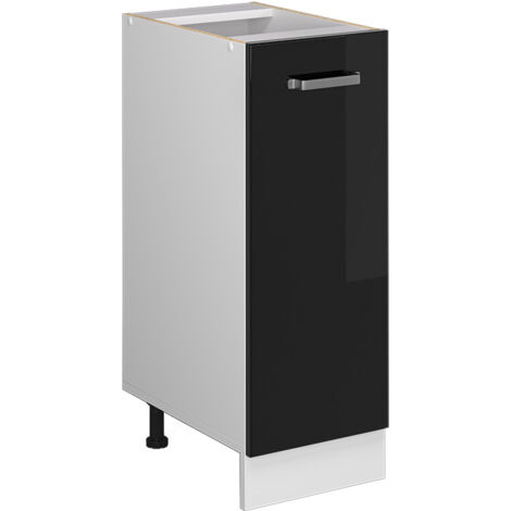 Meuble bas universel R-Line, Noir Haute brillance, 30 cm avec porte, sans plan de travail, Vicco