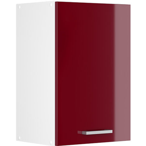 Armoire suspendue universelle R-Line, Rouge bordeaux Haute brillance, 40 cm avec étagères ouvertes, Vicco (1/5)