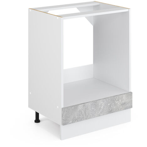 Meuble bas universel R-Line, Béton, 60 cm avec grande niche, sans plan de travail, Vicco