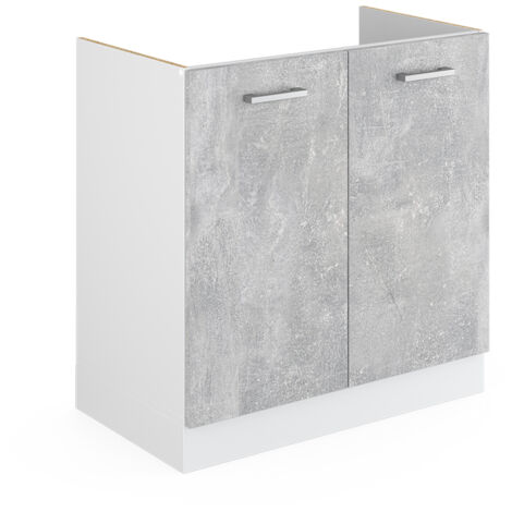 Meuble bas pour l'évier R-Line, Béton, 80cm avec portes, sans PT, Vicco