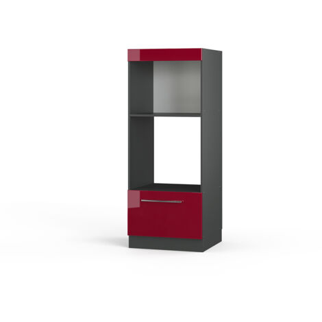 Armoire micro-ondes Fame-Line, Rouge bordeaux Haute brillance, 60cm ouvert, Vicco