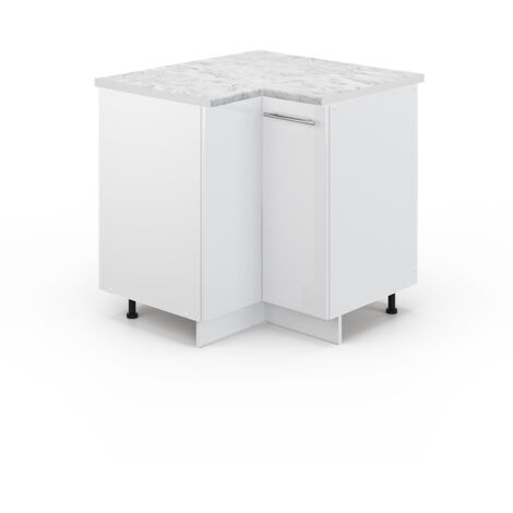 Meuble d'angle Fame-Line, Blanc Haute brillance, 80.5 cm , PT Marbre, Vicco
