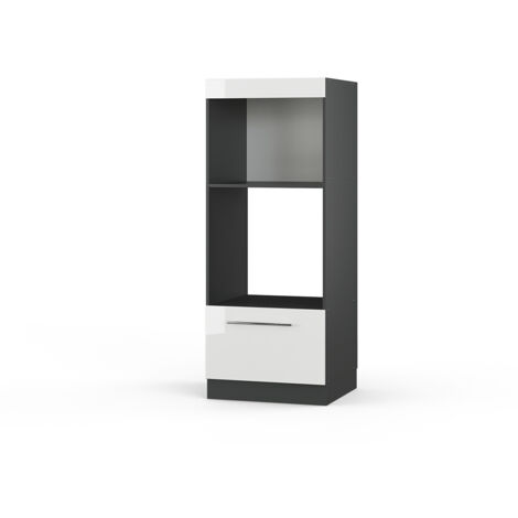Armoire micro-ondes Fame-Line, Blanc Haute brillance, 60cm ouvert, Vicco