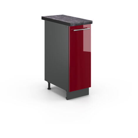 Meuble de cuisine Fame-Line, Rouge bordeaux Haute brillance, 30 cm , PT Anthracite, Vicco (1/5)