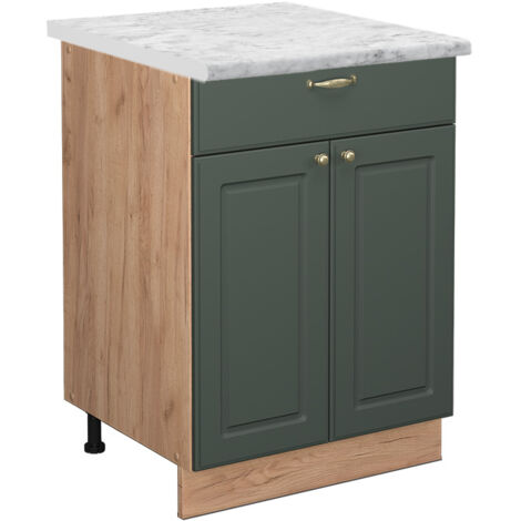 Meuble cuisine Fame-Line, Vert Or Campagne, 60 cm avec tiroir, PT Marbre, Vicco (1/5)