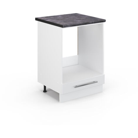 Meuble pour four Fame-Line, Blanc Haute brillance, 60 cm , PT Anthracite, Vicco