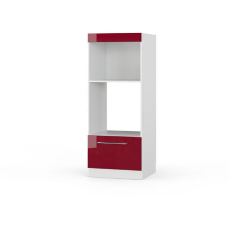 Armoire micro-ondes Fame-Line, Rouge bordeaux Haute brillance, 60cm ouvert, Vicco (1/5)