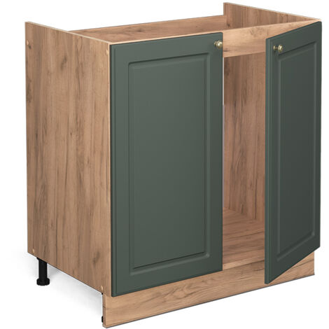 Meuble bas sous-évier Fame-Line, Vert Or Campagne, 80 cm , PT Chêne, Vicco