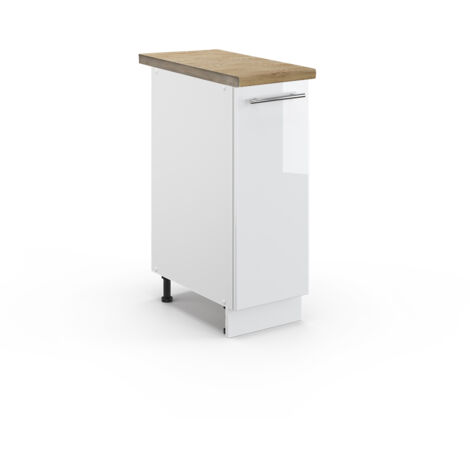 Meuble de cuisine Fame-Line, Blanc Haute brillance, 30 cm , PT Chêne, Vicco (1/5)