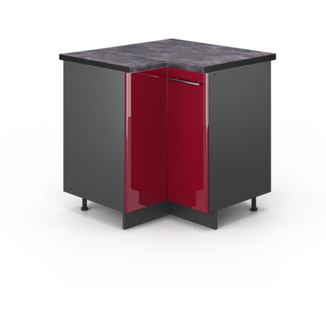 Meuble d'angle Fame-Line, Rouge bordeaux Haute brillance, 80.5 cm , PT Anthracite, Vicco (1/5)