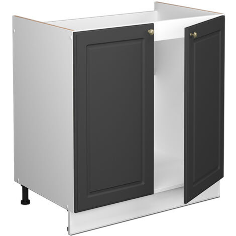 Meuble bas sous-évier Fame-Line, Anthracite-or, 80 cm , PT Chêne, Vicco