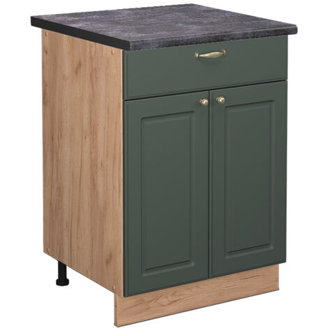 Meuble cuisine Fame-Line, Vert Or Campagne, 60 cm avec tiroir, PT Anthracite, Vicco (1/5)
