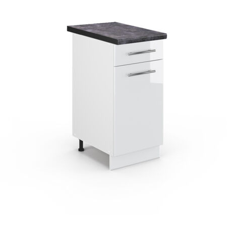 Meuble cuisine Fame-Line, Blanc Haute brillance, 40 cm , PT Anthracite, Vicco (1/5)