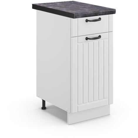 Meuble cuisine Fame-Line, Blanc campagne, 40 cm , PT Anthracite, Vicco