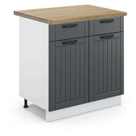 Meuble cuisine Fame-Line, Anthracite campagne, 80 cm , PT Chêne, Vicco (1/5)