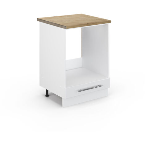 Meuble pour four Fame-Line, Blanc Haute brillance, 60 cm , PT Chêne, Vicco (1/5)