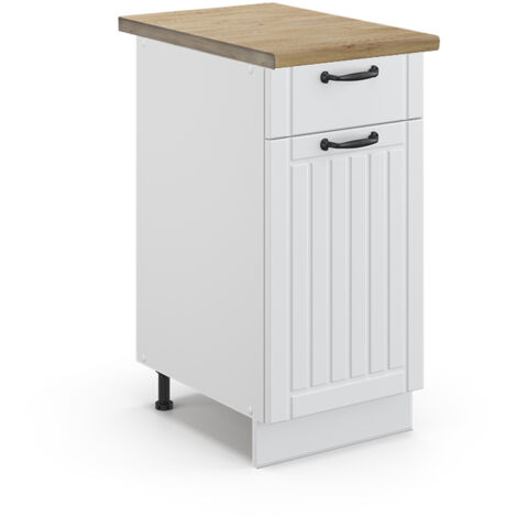 Meuble cuisine Fame-Line, Blanc campagne, 40 cm , PT Chêne, Vicco (1/5)