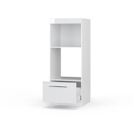 Armoire micro-ondes Fame-Line, Blanc Haute brillance, 60cm ouvert, Vicco