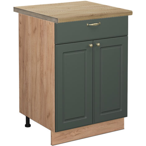 Meuble cuisine Fame-Line, Vert Or Campagne, 60 cm avec tiroir, PT Chêne, Vicco (1/5)