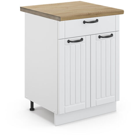 Meuble cuisine Fame-Line, Blanc campagne, 60 cm avec tiroir, PT Chêne, Vicco (1/5)