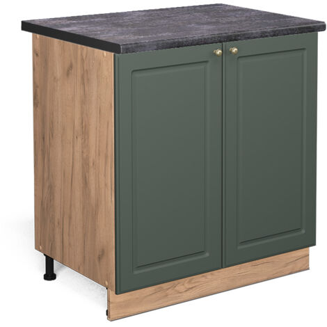 Meuble bas de cuisine Fame-Line, Vert Or Campagne, 80cm avec étagère, PT Anthracite, Vicco (1/5)