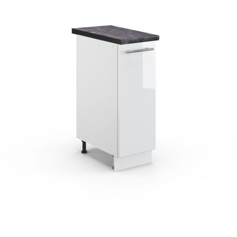 Meuble de cuisine Fame-Line, Blanc Haute brillance, 30 cm , PT Anthracite, Vicco