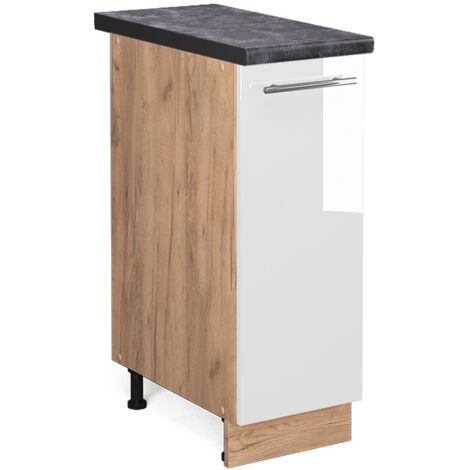 Meuble de cuisine Fame-Line, Blanc Haute brillance, 30 cm , PT Anthracite, Vicco (1/5)