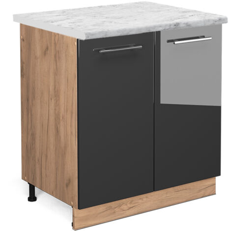 Meuble bas sous-évier Fame-Line, Anthracite Haute brillance, 80 cm , PT Marbre, Vicco (1/5)