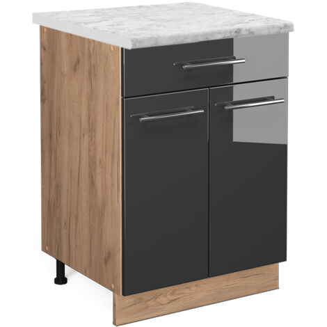 Meuble cuisine Fame-Line, Anthracite Haute brillance, 60 cm avec tiroir, PT Marbre, Vicco (1/5)