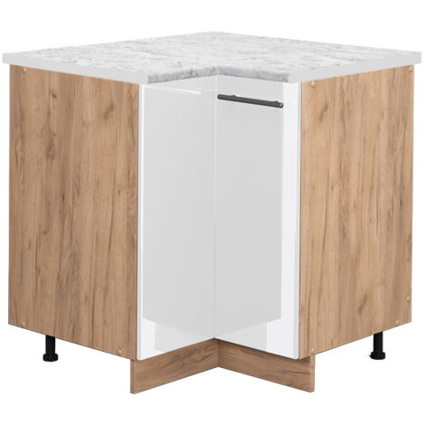Meuble d'angle Fame-Line, Blanc Haute brillance, 80.5 cm , PT Marbre, Vicco