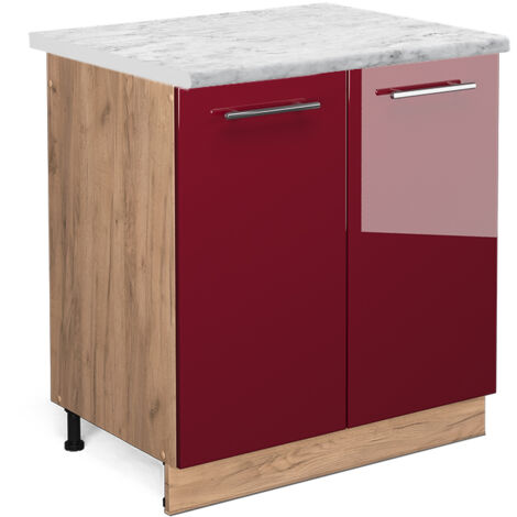 Meuble bas sous-évier Fame-Line, Rouge bordeaux Haute brillance, 80 cm , PT Marbre, Vicco (1/5)