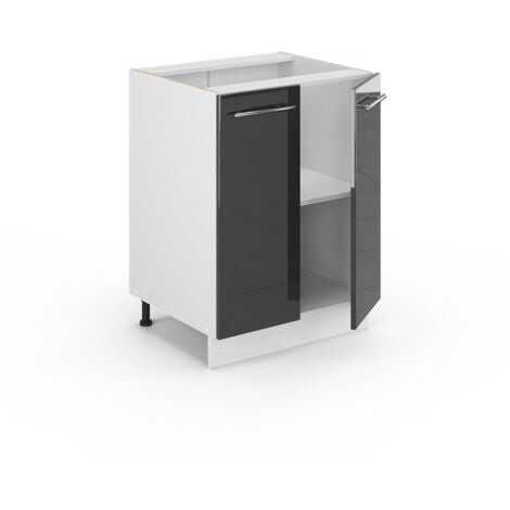 Meuble bas de cuisine Fame-Line, Anthracite Haute brillance, 60 cm sans plan de travail, Vicco