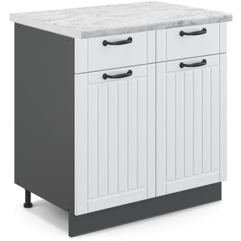 Meuble cuisine Fame-Line, Blanc campagne, 80 cm , PT Marbre, Vicco (1/5)